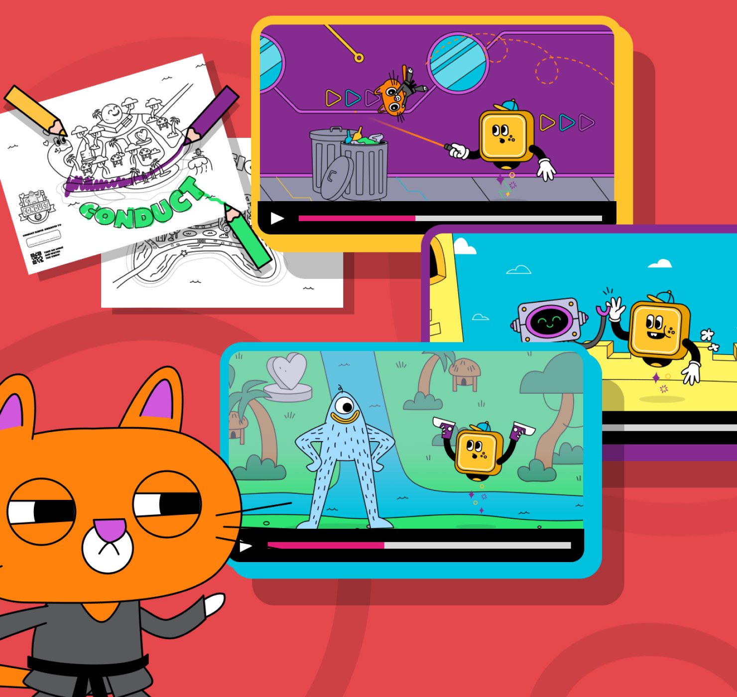 Sample illustrations, characters and videos from the eSmart Digital Licence program