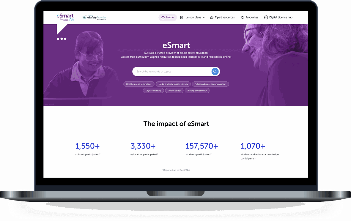 eSmart Digital Licence impact numbers showing 1,550 schools and 157,570 students participated