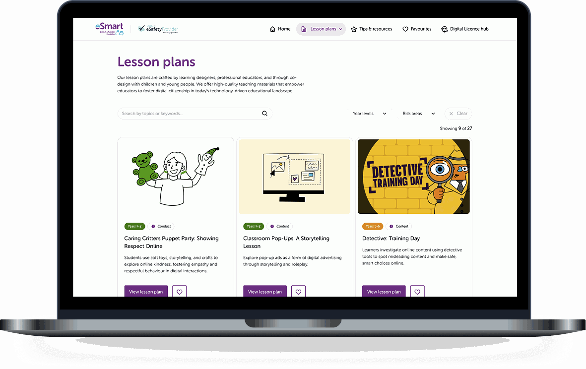 eSmart Digital Licence lesson plans library with curriculum-aligned online safety lessons