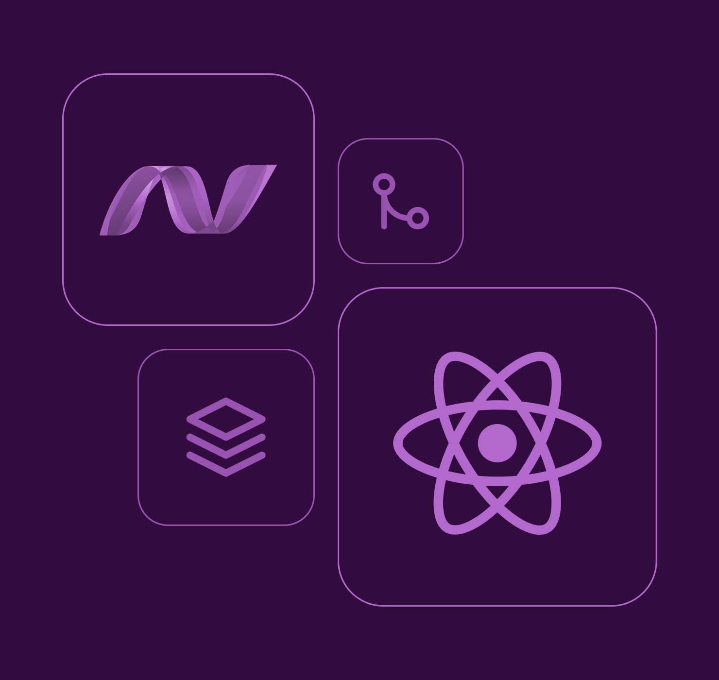 Technology stack icons representing React, .NET and Azure used to build Find a Kinder Victoria