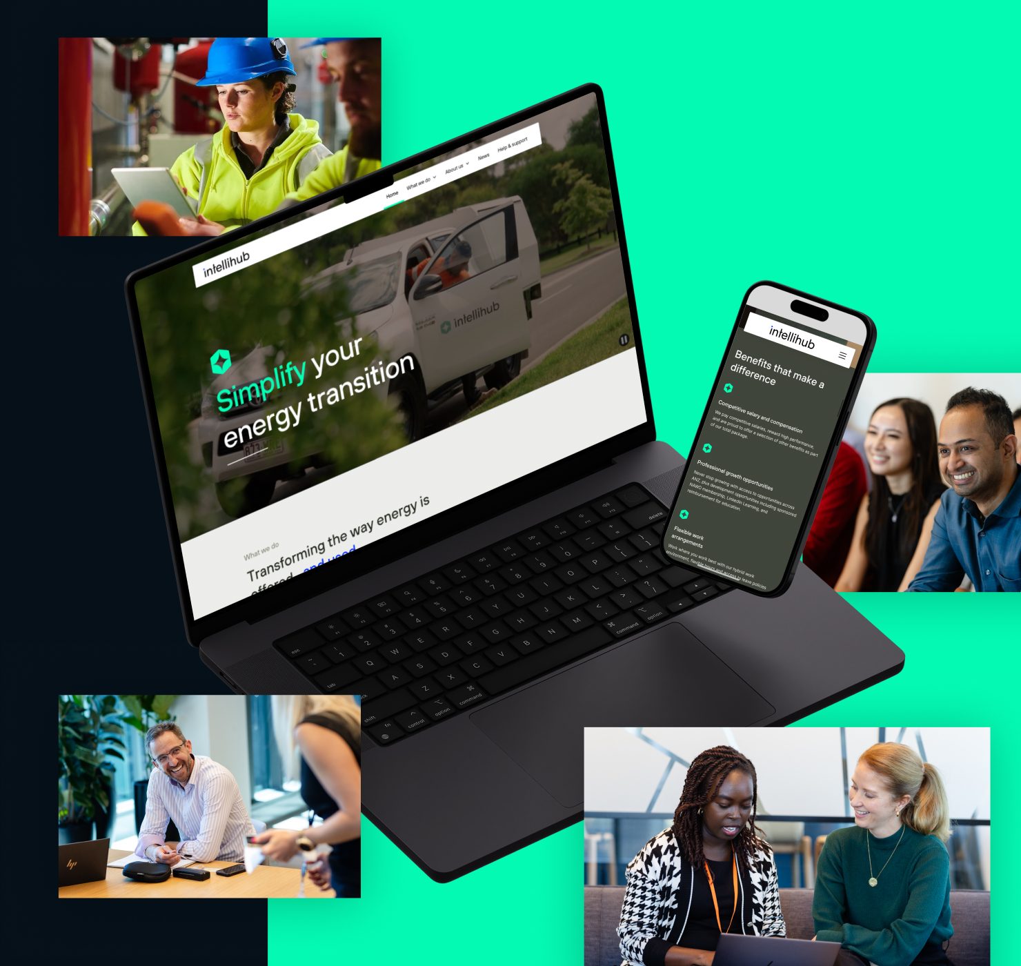 IntelliHub smart metering website design on laptop and mobile devices