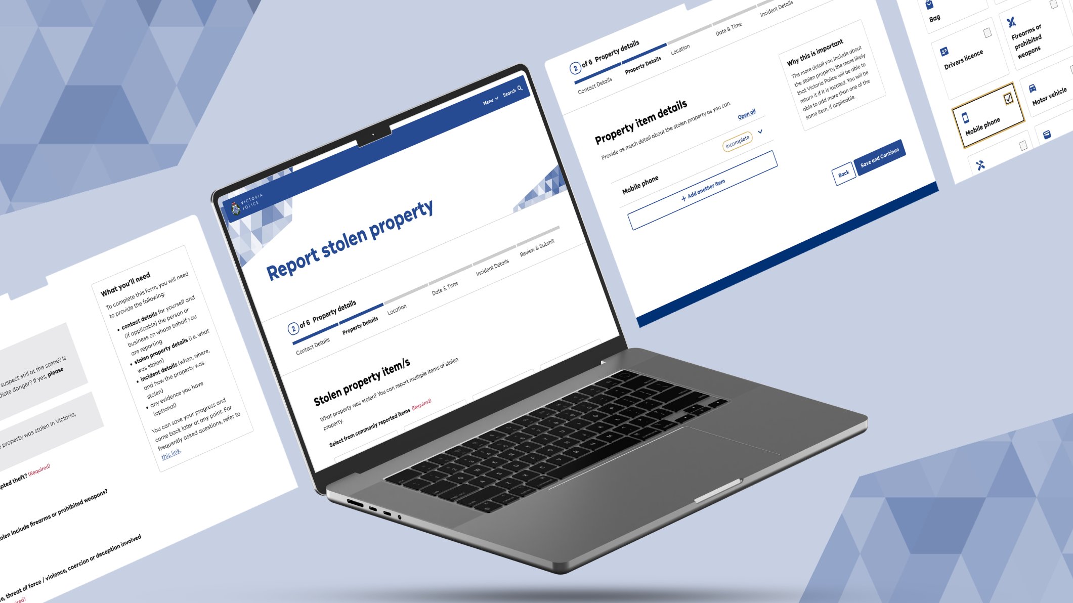 Victoria Police online crime reporting redesign — government UX design by Conduct