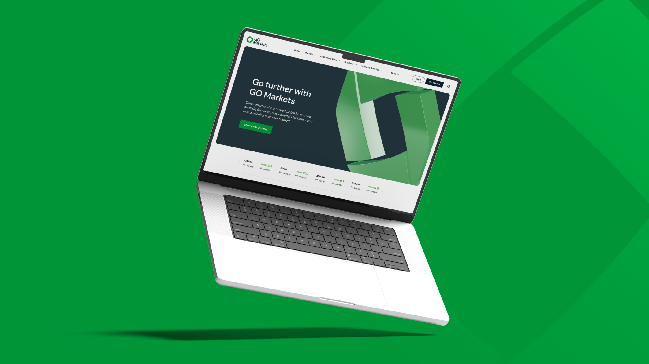 GO Markets website on laptop, case study cover