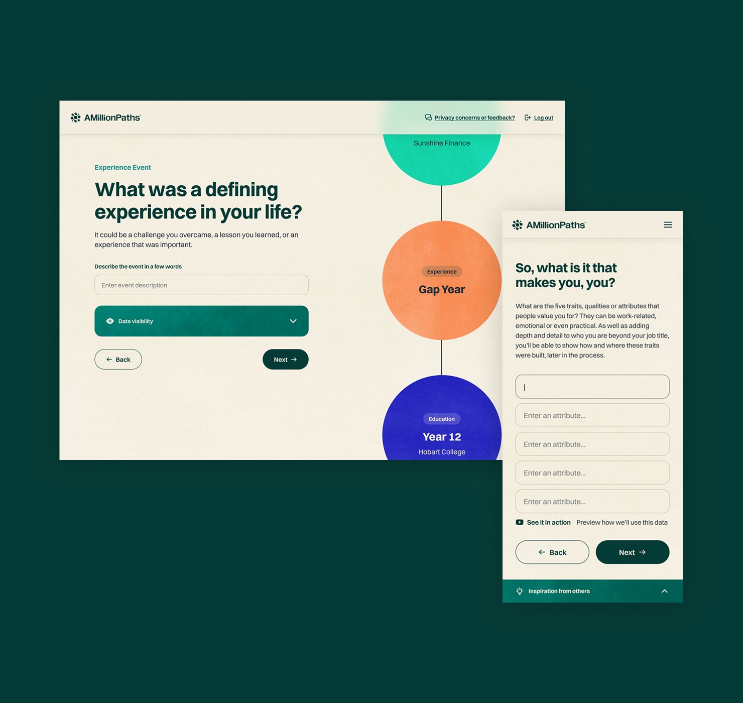 Building a career path in AMillionPaths across desktop and mobile